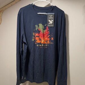 Life Is Good Dark Blue Long Sleeve with Vibrant Tree Design